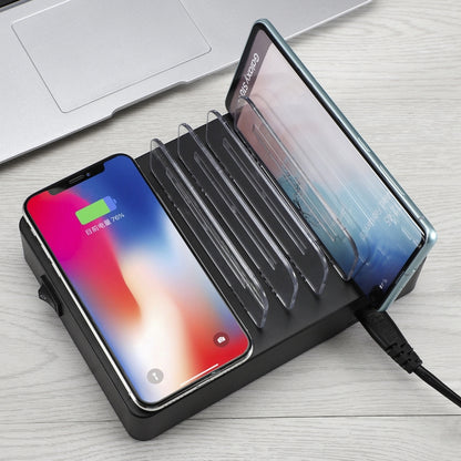 50W 6 USB Ports + 2 USB-C / Type-C Ports + Wireless Charging Multi-function Charger with LED Display & Detachable Bezel, US Plug - Multifunction Charger by PMC Jewellery | Online Shopping South Africa | PMC Jewellery | Buy Now Pay Later Mobicred