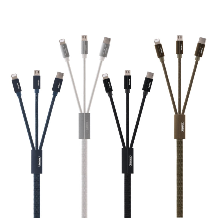 REMAX RC-094TH 1m 2.4A 3 in 1 USB to 8 Pin & USB-C / Type-C & Micro USB  Fast Charging Data Cable(Blue) - Multifunction Cable by REMAX | Online Shopping South Africa | PMC Jewellery | Buy Now Pay Later Mobicred