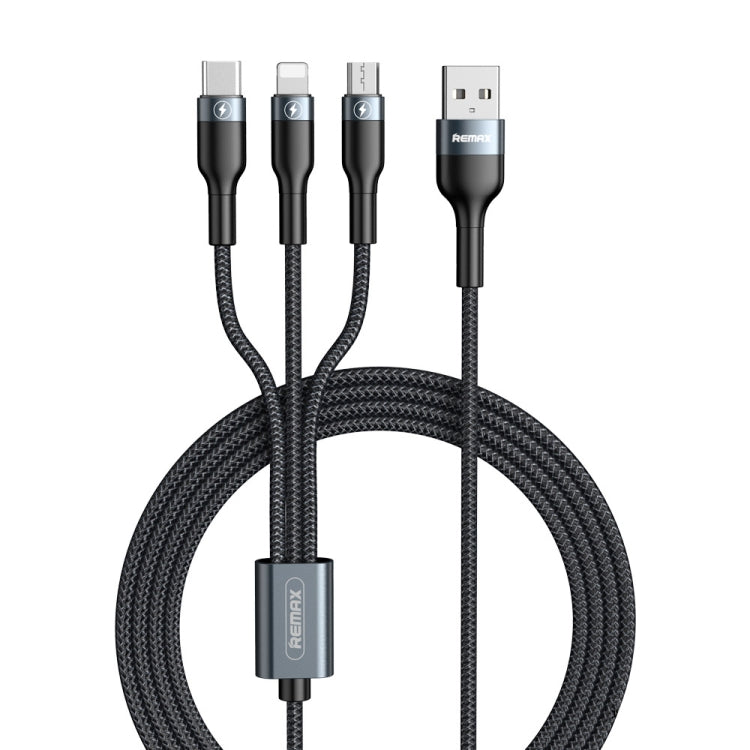 REMAX RC-070TH 1.2m 2A 3 in 1 USB to 8 Pin & USB-C / Type-C & Micro USB Charging Cable(Black) - Multifunction Cable by REMAX | Online Shopping South Africa | PMC Jewellery | Buy Now Pay Later Mobicred