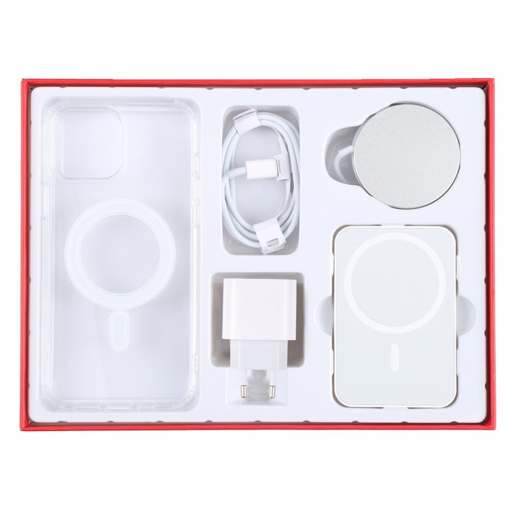 5 in 1 Data Cable + Travel Charger + Wired / Wireless MagSafe Magnetic Wireless Charger + MagSafe Magnetic Phone Case Digital Gift Box Set for iPhone 13, EU Plug(Red) - Wireless Charger by PMC Jewellery | Online Shopping South Africa | PMC Jewellery | Buy Now Pay Later Mobicred