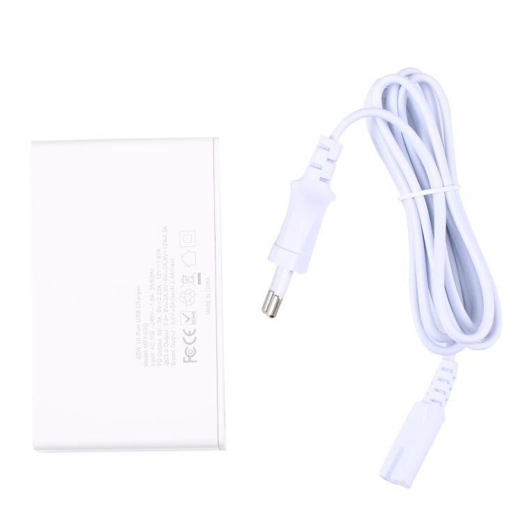 MFT-03Q 10 in 1 65W QC3.0 USB Smart Fast Charger, EU Plug(White) - USB Charger by PMC Jewellery | Online Shopping South Africa | PMC Jewellery | Buy Now Pay Later Mobicred
