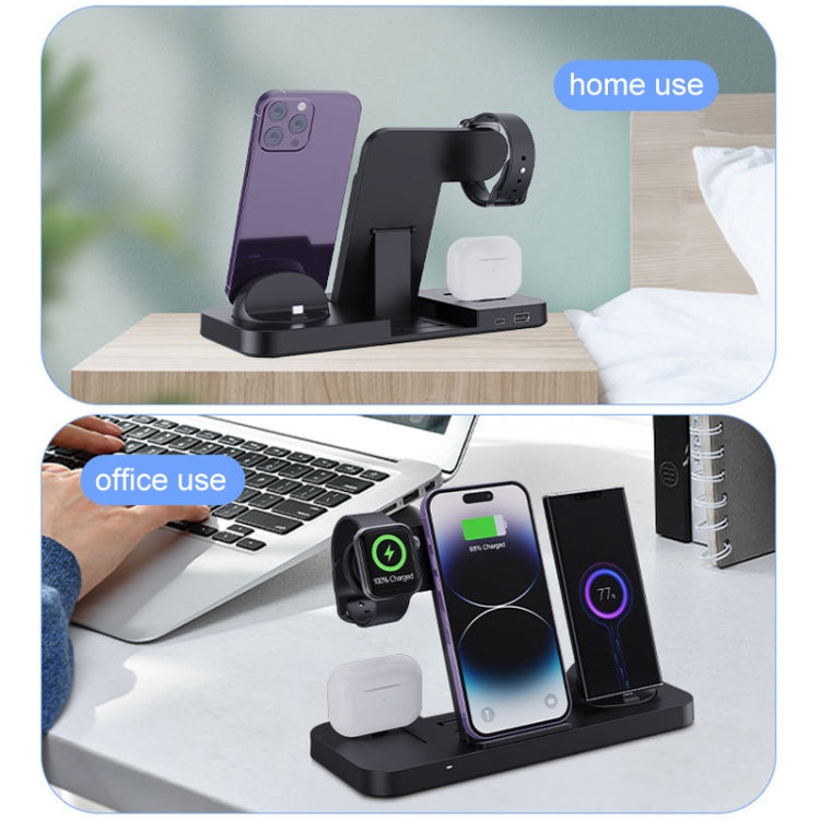 6 in 1 Multifunctional Foldable Vertical Wireless Charger (White) - Wireless Charger by PMC TechLife | Online Shopping South Africa | PMC TechLife