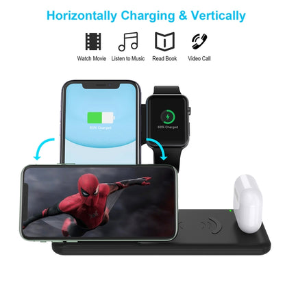 Q20 4 In 1 Wireless Charger Charging Holder Stand Station For iPhone / Apple Watch / AirPods, Support Dual Phones Charging (Black) - Wireless Charger by PMC Jewellery | Online Shopping South Africa | PMC Jewellery | Buy Now Pay Later Mobicred