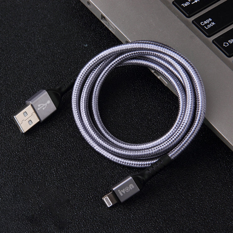 IVON CA89 2.1A USB to 8 Pin Braid Fast Charge Data Cable, Cable Length: 1m(Grey) - free shipping - PMC Jewellery - Order now!