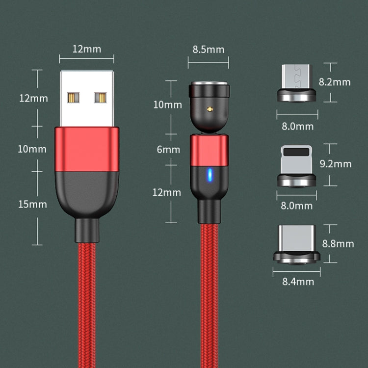 1m 3A Output 3 in 1 USB to 8 Pin + USB-C / Type-C + Micro USB 540 Degree Rotating Magnetic Data Sync Charging Cable(Red) - Charging Cable & Head by PMC Jewellery | Online Shopping South Africa | PMC Jewellery | Buy Now Pay Later Mobicred