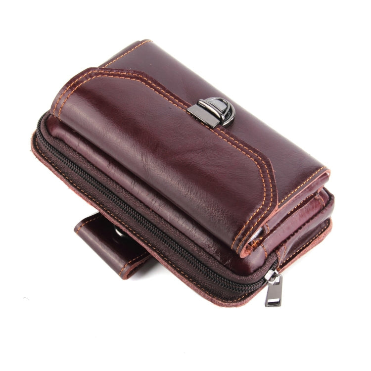 5.1-6 inch 007 Universal Crazy Horse Texture Cowhide Cross Section Plug-in Card Waist Bag, For iPhone, Samsung, Sony, Huawei, Meizu, Lenovo, ASUS, Oneplus, Xiaomi, Cubot, Ulefone, Letv, DOOGEE, Vkworld, and other Smartphones (Brown) - More iPhone Cases by PMC Jewellery | Online Shopping South Africa | PMC Jewellery | Buy Now Pay Later Mobicred