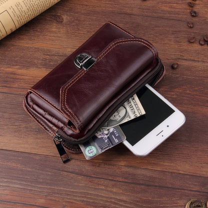 5.1-6 inch 007 Universal Crazy Horse Texture Cowhide Cross Section Plug-in Card Waist Bag, For iPhone, Samsung, Sony, Huawei, Meizu, Lenovo, ASUS, Oneplus, Xiaomi, Cubot, Ulefone, Letv, DOOGEE, Vkworld, and other Smartphones (Brown) - More iPhone Cases by PMC Jewellery | Online Shopping South Africa | PMC Jewellery | Buy Now Pay Later Mobicred