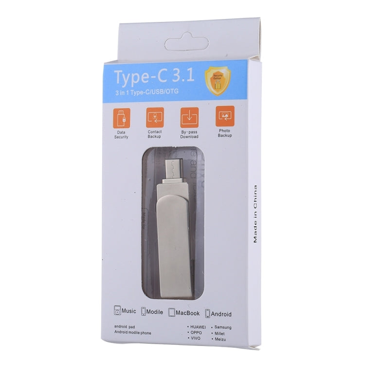 RQW-10X 3 in 1 USB 2.0 & 8 Pin & USB-C / Type-C 16GB Flash Drive, for iPhone & iPad & iPod & Most Android Smartphones & PC Computer - U Disk & Card Reader by PMC Jewellery | Online Shopping South Africa | PMC Jewellery | Buy Now Pay Later Mobicred