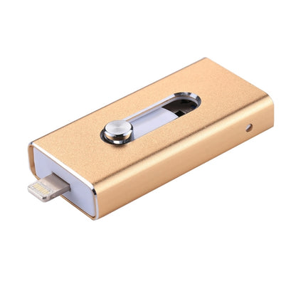 RQW-02 3 in 1 USB 2.0 & 8 Pin & Micro USB 64GB Flash Drive(Gold) - U Disk & Card Reader by PMC Jewellery | Online Shopping South Africa | PMC Jewellery | Buy Now Pay Later Mobicred