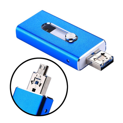 RQW-02  3 in 1 USB 2.0 & 8 Pin & Micro USB 16GB Flash Drive(Blue) - U Disk & Card Reader by PMC Jewellery | Online Shopping South Africa | PMC Jewellery | Buy Now Pay Later Mobicred