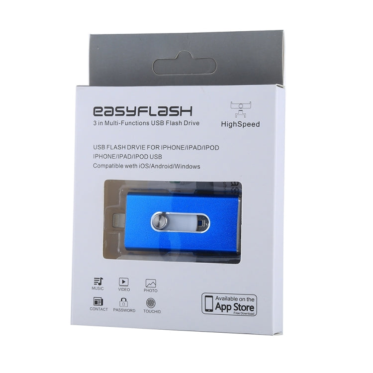 RQW-02  3 in 1 USB 2.0 & 8 Pin & Micro USB 16GB Flash Drive(Blue) - free shipping - PMC Jewellery - Order now!