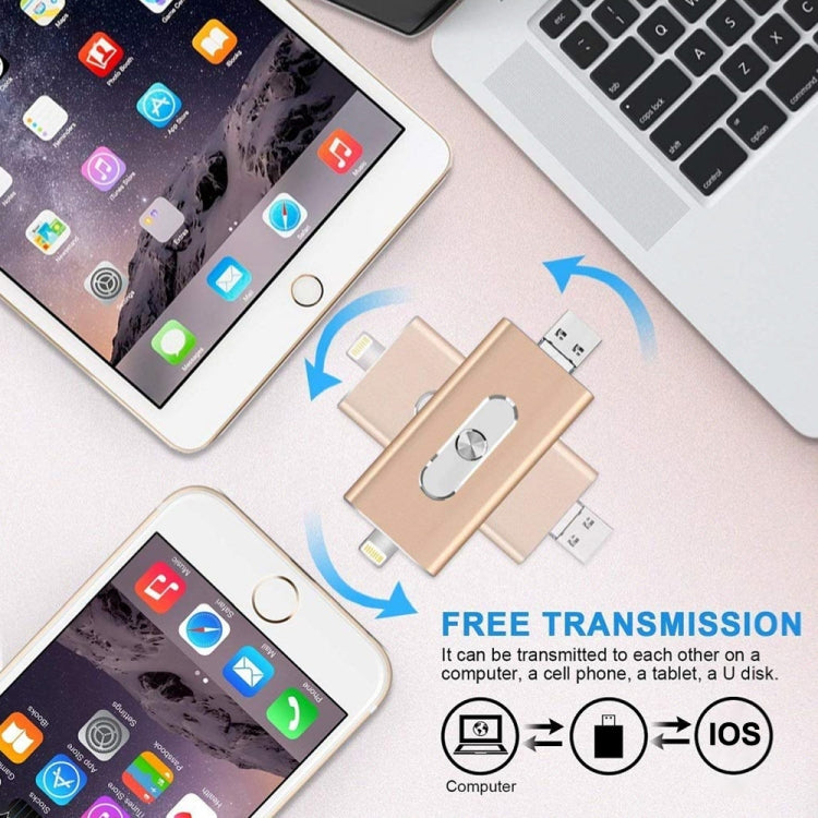 RQW-02  3 in 1 USB 2.0 & 8 Pin & Micro USB 16GB Flash Drive(Blue) - free shipping - PMC Jewellery - Order now!