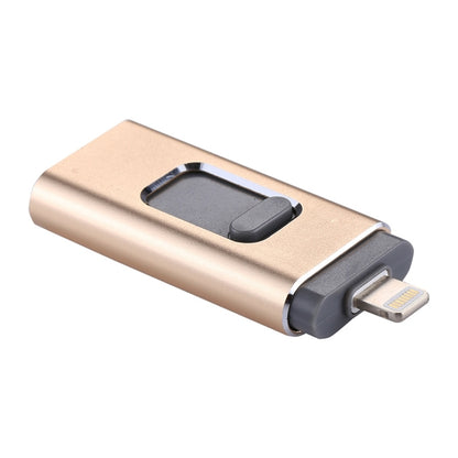 easyflash RQW-01B 3 in 1 USB 2.0 & 8 Pin & Micro USB 32GB Flash Drive(Gold) - U Disk & Card Reader by PMC Jewellery | Online Shopping South Africa | PMC Jewellery | Buy Now Pay Later Mobicred