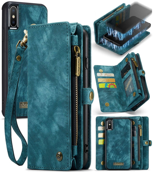 For iPhone XS Max CaseMe Detachable Multifunctional Horizontal Flip Leather Case with Card Slot & Holder & Zipper Wallet & Photo Frame (Blue) - More iPhone Cases by CaseMe | Online Shopping South Africa | PMC Jewellery | Buy Now Pay Later Mobicred