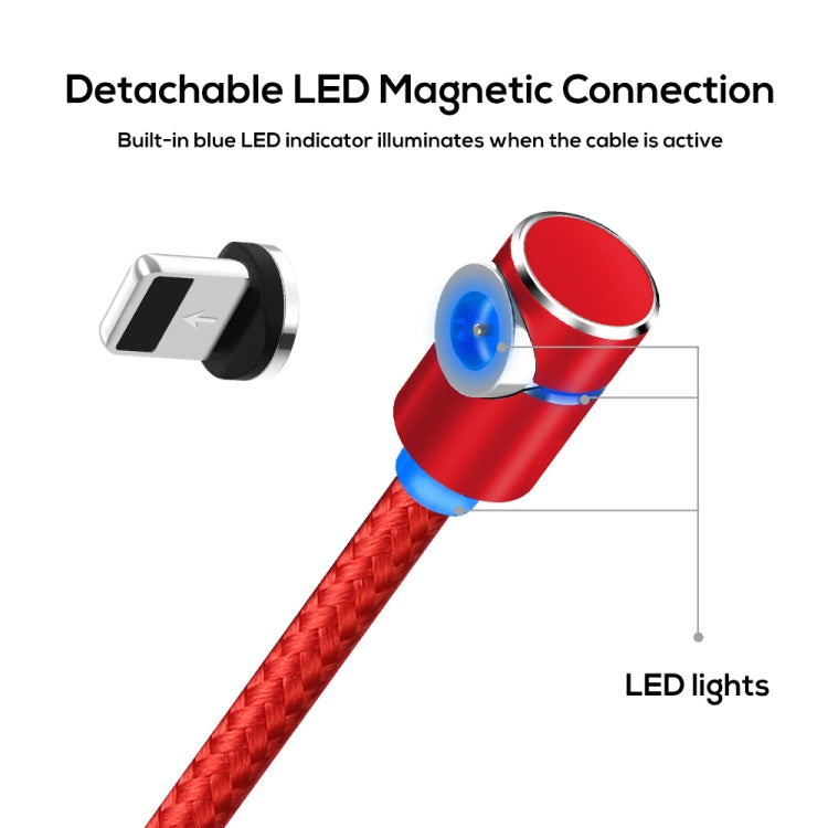 TOPK AM30 1m 2.4A Max USB to 8 Pin 90 Degree Elbow Magnetic Charging Cable with LED Indicator(Red) - Charging Cable & Head by TOPK | Online Shopping South Africa | PMC Jewellery | Buy Now Pay Later Mobicred