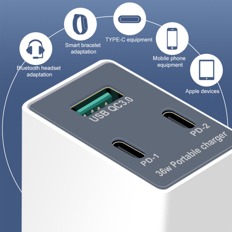 WLX-X3 36W 90 Degrees Foldable Pin Portable Multi-function USB Charger, US Plug - Multifunction Charger by PMC Jewellery | Online Shopping South Africa | PMC Jewellery | Buy Now Pay Later Mobicred
