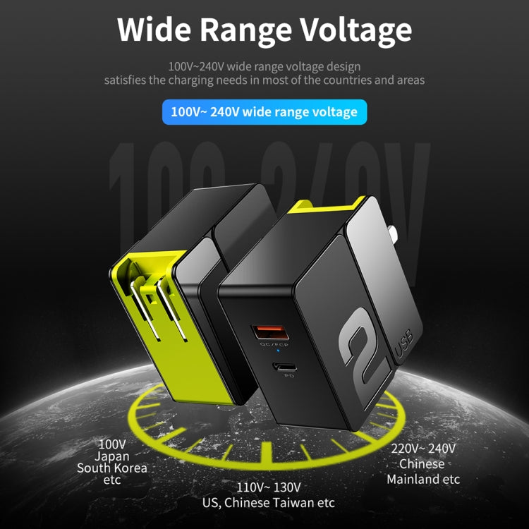 ROCK RWC-0440 18W QC4.0 / QC3.0 / FCP Dual USB + PPS / PD3.0 / PD2.0 / FCP Dual USB-C / Type-C Interface Travel Charger with Foldable Plug, Chinese Plug(Black) - USB Charger by ROCK | Online Shopping South Africa | PMC Jewellery | Buy Now Pay Later Mobicred