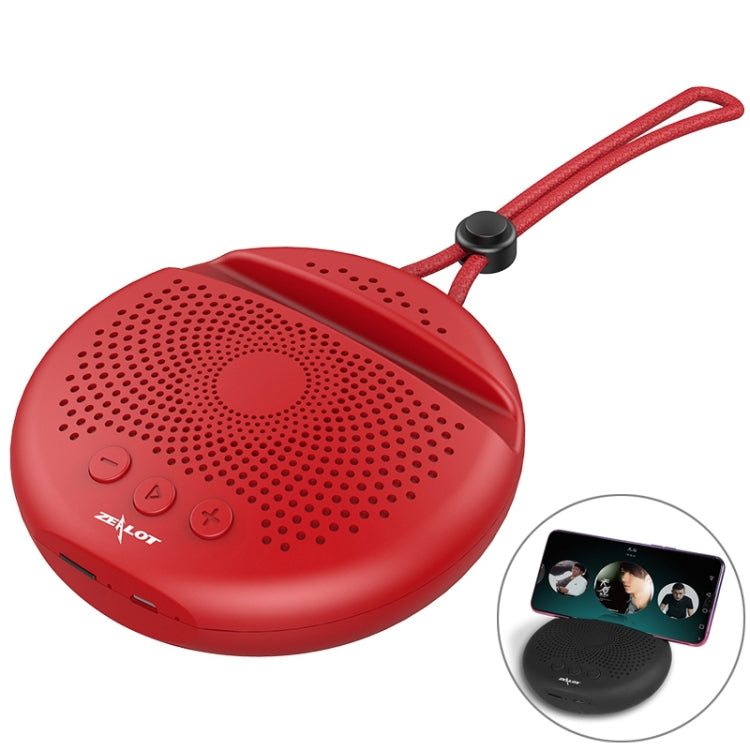 ZEALOT S24 Portable Stereo Bluetooth Speaker with Lanyard & Mobile Card Slot Holder, Supports Hands-free Call & TF Card (Red) - Desktop Speaker by ZEALOT | Online Shopping South Africa | PMC Jewellery | Buy Now Pay Later Mobicred