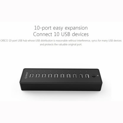 ORICO P10-U2-V1 10 USB 2.0 Ports HUB, Specification: US Plug - USB HUB by ORICO | Online Shopping South Africa | PMC Jewellery | Buy Now Pay Later Mobicred