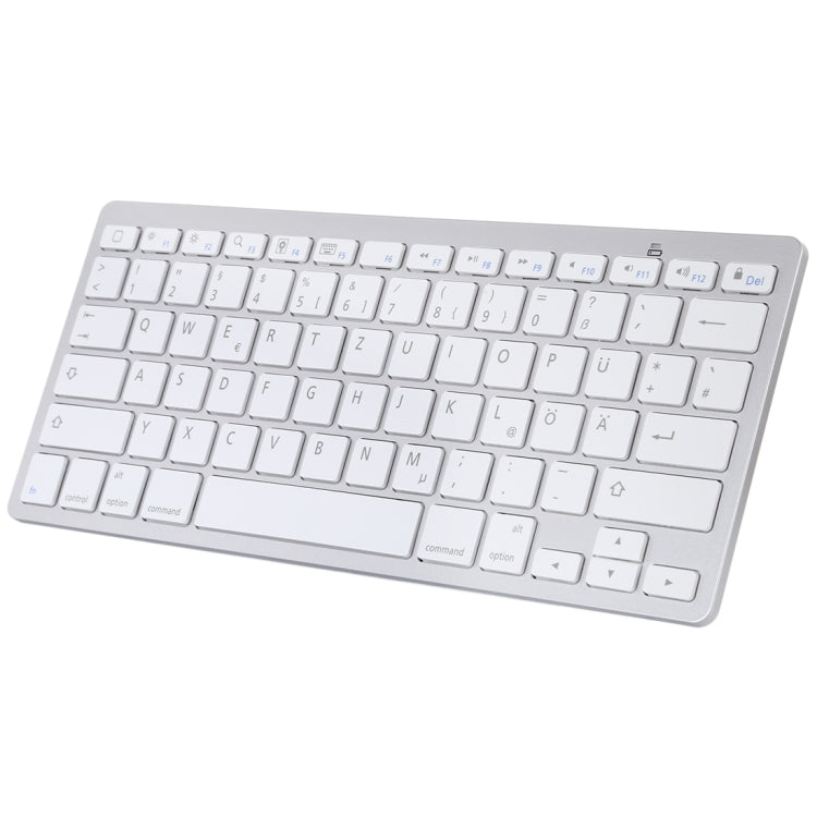 WB-8022 Ultra-thin Wireless Bluetooth Keyboard, German Keys(Silver) - Wireless Keyboard by PMC Jewellery | Online Shopping South Africa | PMC Jewellery | Buy Now Pay Later Mobicred