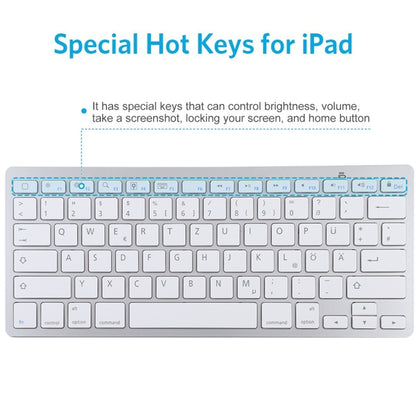 WB-8022 Ultra-thin Wireless Bluetooth Keyboard, German Keys(Silver) - Wireless Keyboard by PMC Jewellery | Online Shopping South Africa | PMC Jewellery | Buy Now Pay Later Mobicred