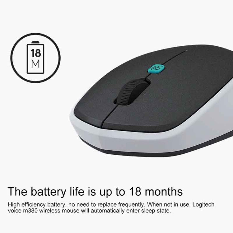 Logitech Voice M380 4 Buttons Smart Voice Input Wireless Mouse (Silver Grey) - Wireless Mice by Logitech | Online Shopping South Africa | PMC Jewellery | Buy Now Pay Later Mobicred