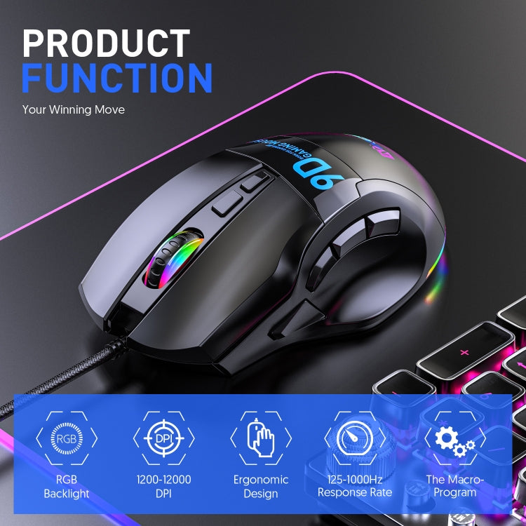 MKESPN X10 9-Buttons RGB Wired Full Speed Macro Definition Gaming Mouse - Wired Mice by MKESPN | Online Shopping South Africa | PMC Jewellery | Buy Now Pay Later Mobicred