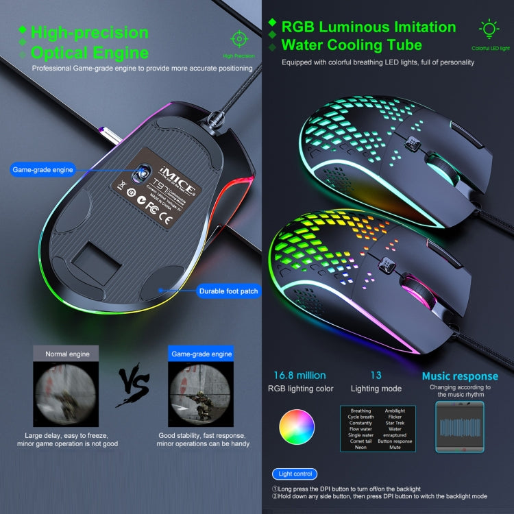 iMICE T97 Gaming Mouse RGB LED Light USB 7 Buttons 7200 DPI Wired Gaming Mouse (Black) - Wired Mice by iMICE | Online Shopping South Africa | PMC Jewellery | Buy Now Pay Later Mobicred