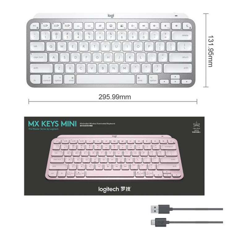 Logitech MX Keys Mini Wireless Bluetooth Ultra-thin Smart Backlit Keyboard (Grey) - Wireless Keyboard by Logitech | Online Shopping South Africa | PMC Jewellery | Buy Now Pay Later Mobicred