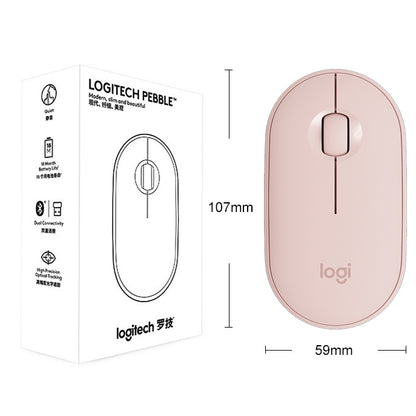 Logitech Pebble Cobblestone Shape Thin 3-keys 1000DPI Mute Wireless Bluetooth Optical Mouse, Wireless Range: 10m (Pink) - Wireless Mice by Logitech | Online Shopping South Africa | PMC Jewellery | Buy Now Pay Later Mobicred