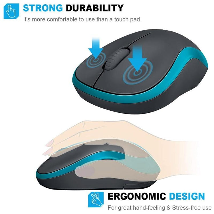 Logitech M186 Wireless Mouse Office Power Saving USB Laptop Desktop Computer Universal (Black Blue) - free shipping - PMC Jewellery - Order now!
