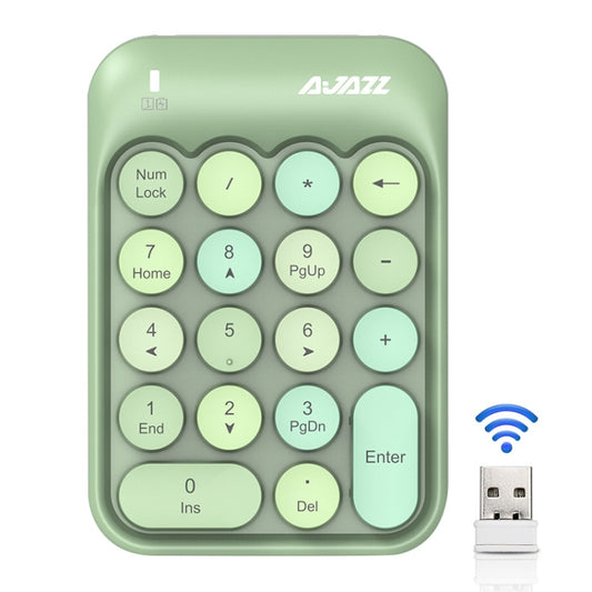 Ajazz AK18 2.4G Mini Wireless Mixed Color Keys Numeric Keyboard (Green) - Wireless Keyboard by Ajazz | Online Shopping South Africa | PMC Jewellery | Buy Now Pay Later Mobicred