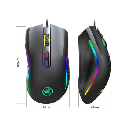 HXSJ A869 Type-C 7200dpi 6-modes Adjustable 7-keys RGB Light Wired Game Mouse - Wired Mice by HXSJ | Online Shopping South Africa | PMC Jewellery | Buy Now Pay Later Mobicred