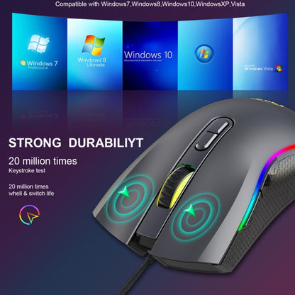 HXSJ A869 Type-C 7200dpi 6-modes Adjustable 7-keys RGB Light Wired Game Mouse - Wired Mice by HXSJ | Online Shopping South Africa | PMC Jewellery | Buy Now Pay Later Mobicred