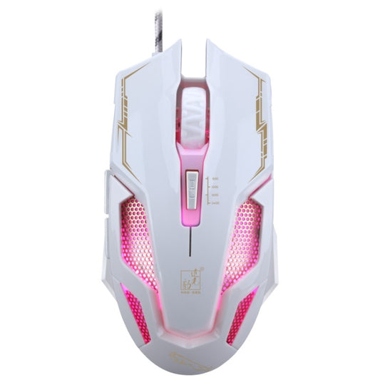 Chasing Leopard V10 USB 6-keys 2400DPI Four-speed Adjustable Steel Mesh Backlight Wired Optical Gaming Mouse, Length: 1.45m(White) - Wired Mice by Chasing Leopard | Online Shopping South Africa | PMC Jewellery | Buy Now Pay Later Mobicred