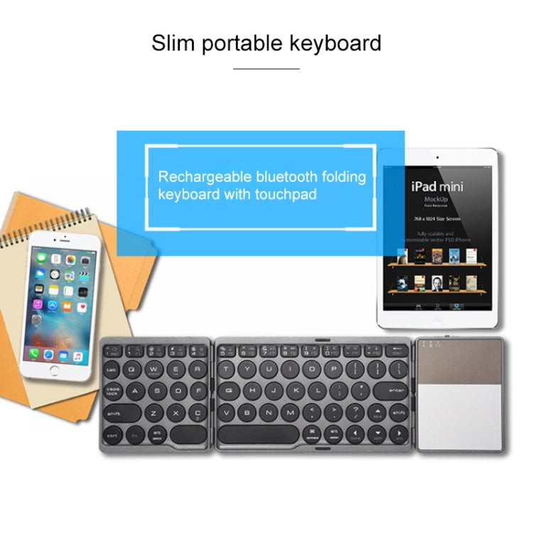 GK408 Three-fold Rechargeable Wireless Bluetooth Keyboard with Touchpad, Support Android / IOS / Windows (Silver) - Wireless Keyboard by PMC Jewellery | Online Shopping South Africa | PMC Jewellery