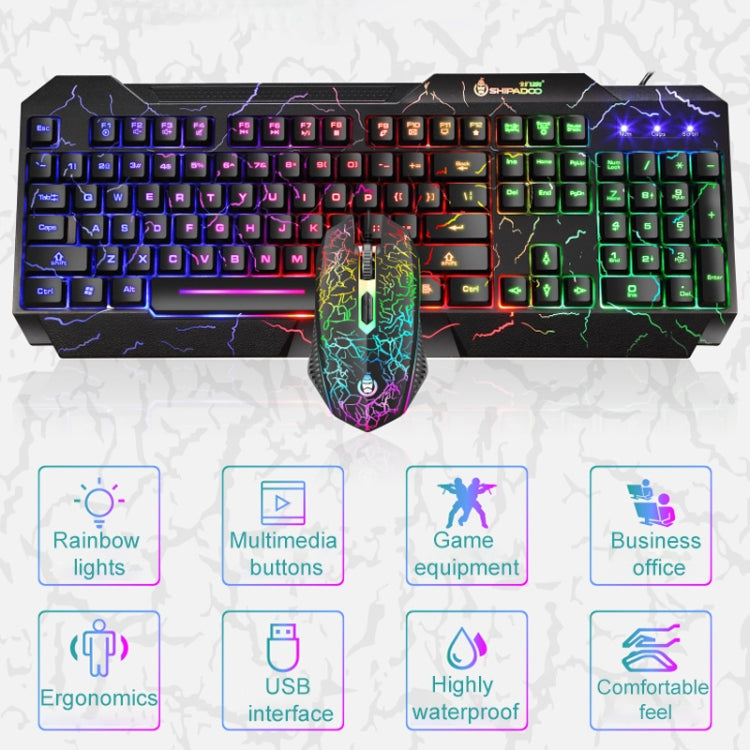 SHIPADOO D620 104-key Wired RGB Color Cracked Backlight Gaming Keyboard Mouse Kit for Laptop, PC - Wired Keyboard by SHIPADOO | Online Shopping South Africa | PMC Jewellery