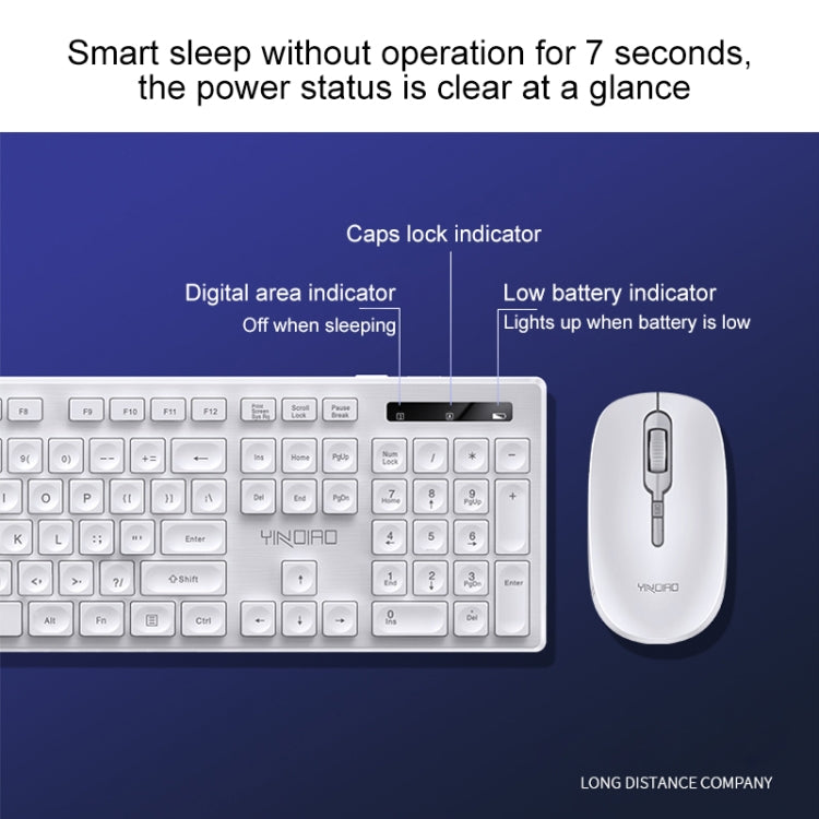 YINDIAO V3 Max Business Office Silent Wireless Keyboard Mouse Set (White) - free shipping - PMC Jewellery - Order now!