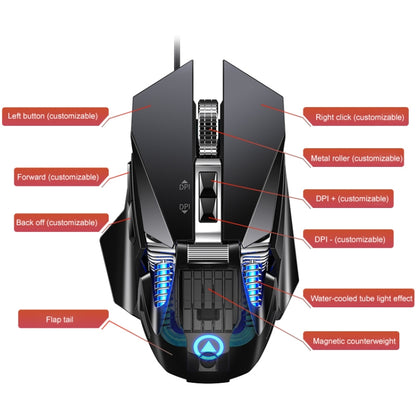 YINDIAO G10 7200DPI 7-modes Adjustable 7-keys RGB Light Wired Metal Mechanical Hard Core Macro Mouse, Style: Audio Version(Silver) - Wired Mice by YINDIAO | Online Shopping South Africa | PMC Jewellery | Buy Now Pay Later Mobicred