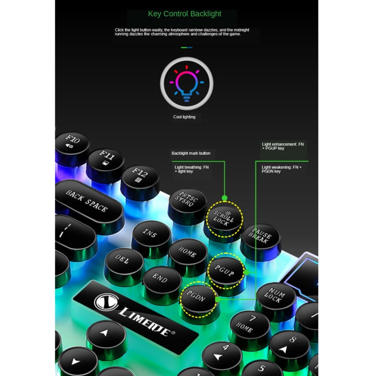 TX300 Mechanical Feel Backlight Punk Wired Keyboard Mouse Set (Black) - free shipping - PMC TechLife - Order now!