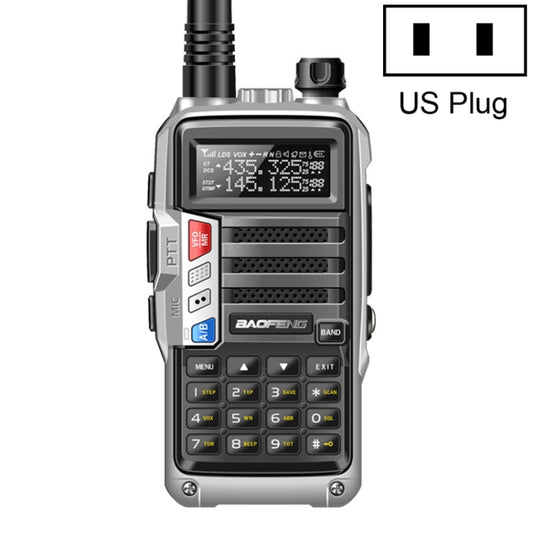 Baofeng BF-UV5R Plus S9 FM Interphone Handheld Walkie Talkie, US Plug (Silver) - Handheld Walkie Talkie by BAOFENG | Online Shopping South Africa | PMC Jewellery | Buy Now Pay Later Mobicred