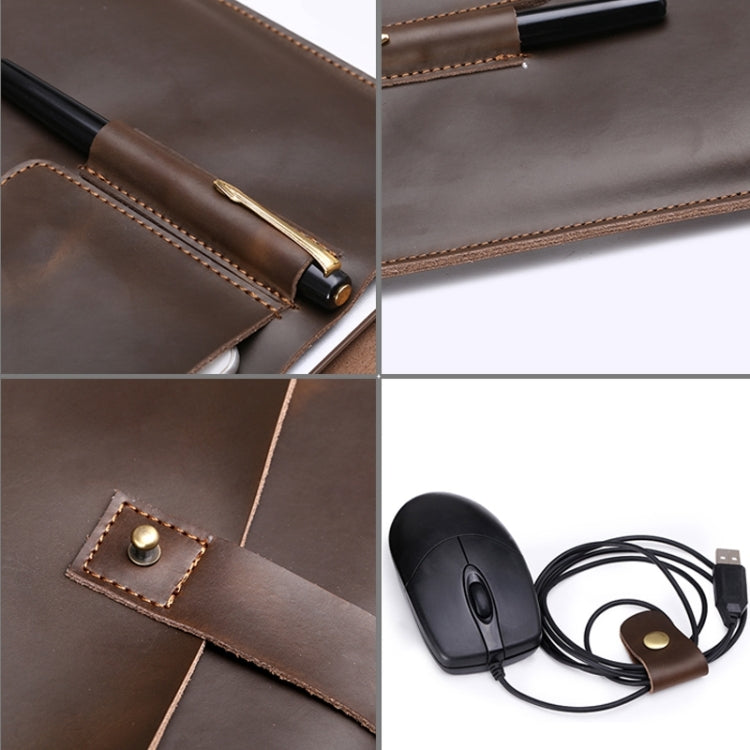 Universal Genuine Leather Business Power Adapter Laptop Tablet Bag with Cable Winder, For 15.4 inch and Below Macbook, Samsung, Lenovo, Sony, DELL Alienware, CHUWI, ASUS, HP - 15 inch by PMC Jewellery | Online Shopping South Africa | PMC Jewellery | Buy Now Pay Later Mobicred