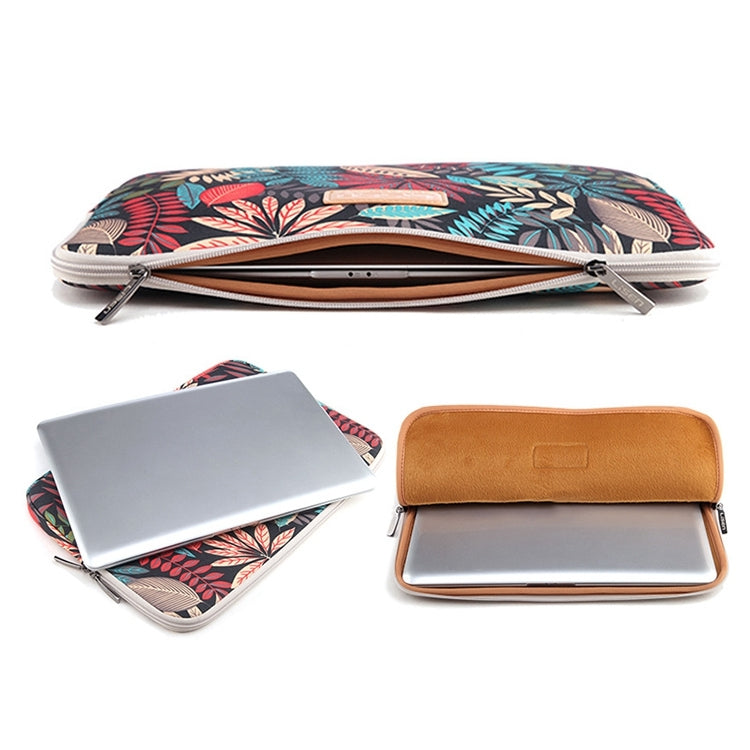 Lisen 14 inch Sleeve Case Colorful Leaves Zipper Briefcase Carrying Bag for Macbook, Samsung, Lenovo, Sony, DELL Alienware, CHUWI, ASUS, HP, 14 inch and Below Laptops(White) - 14.1 inch by PMC Jewellery | Online Shopping South Africa | PMC Jewellery | Buy Now Pay Later Mobicred