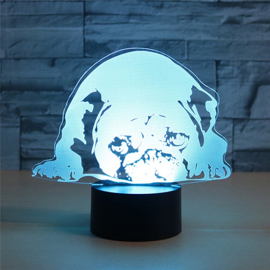 Prostrated Dog Shape 3D Colorful LED Vision Light Table Lamp, USB Touch Version - Novelty Lighting by PMC Jewellery | Online Shopping South Africa | PMC Jewellery | Buy Now Pay Later Mobicred