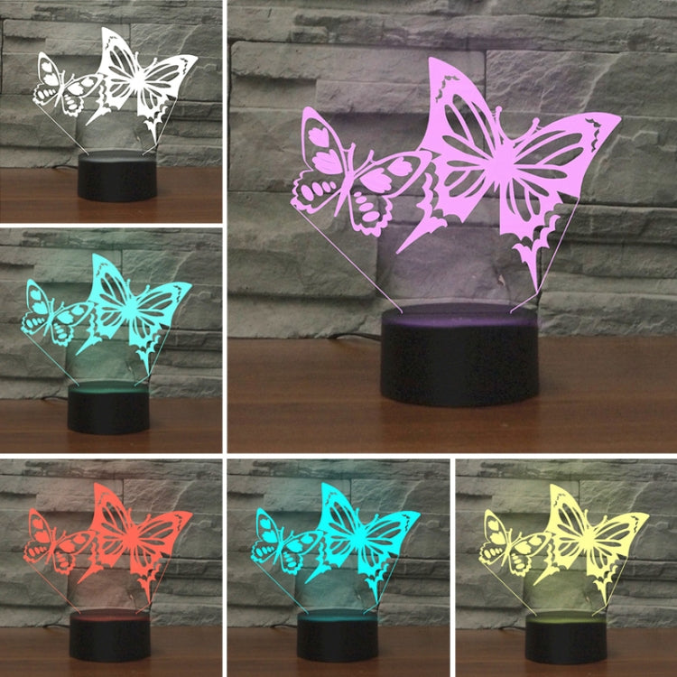 Two Butterflies Shape 3D Colorful LED Vision Light Table Lamp, USB & Battery Version - Novelty Lighting by PMC TechLife | Online Shopping South Africa | PMC TechLife | Buy Now Pay Later Mobicred