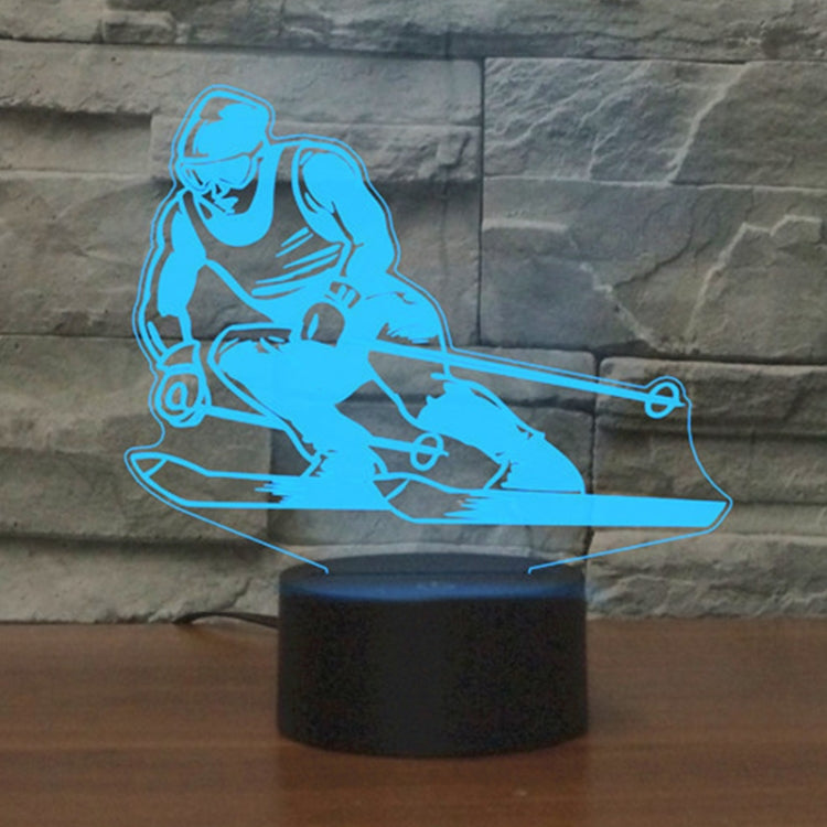 Skiing Shape 3D Colorful LED Vision Light Table Lamp, Charging Touch Version - free shipping - PMC TechLife - Order now!