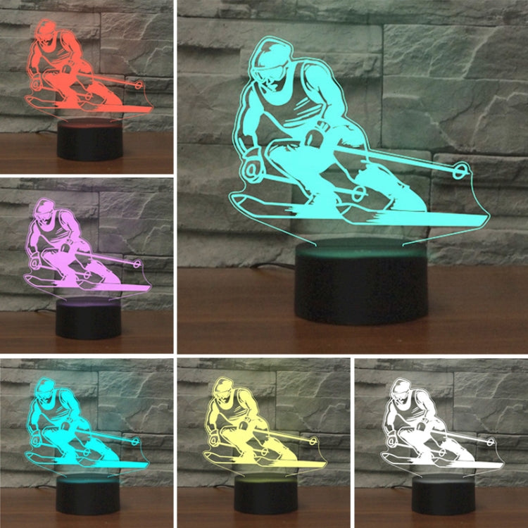 Skiing Shape 3D Colorful LED Vision Light Table Lamp, Charging Touch Version - free shipping - PMC TechLife - Order now!