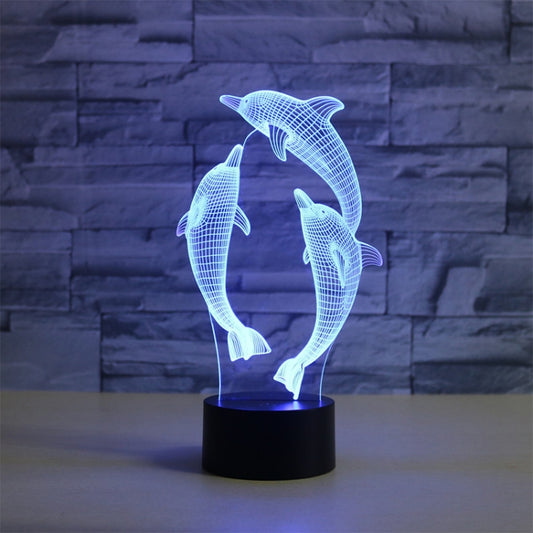 Three Dolphins Shape 3D Colorful LED Vision Light Table Lamp, Crack Touch Version - Novelty Lighting by PMC Jewellery | Online Shopping South Africa | PMC Jewellery | Buy Now Pay Later Mobicred