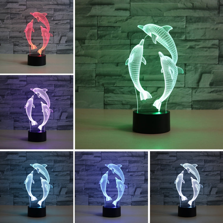 Three Dolphins Shape 3D Colorful LED Vision Light Table Lamp, Crack Remote Control Version - Novelty Lighting by PMC TechLife | Online Shopping South Africa | PMC TechLife | Buy Now Pay Later Mobicred