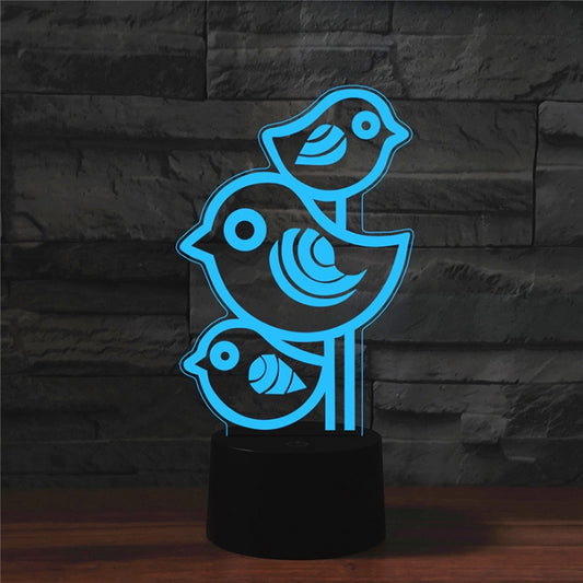 Three Birds Shape 3D Colorful LED Vision Light Table Lamp, Crack Touch Version - Novelty Lighting by PMC Jewellery | Online Shopping South Africa | PMC Jewellery | Buy Now Pay Later Mobicred